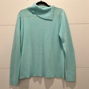 White Stag Aqua Open Turtleneck Sweater Size L